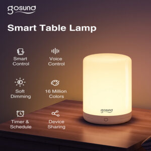 Gosund LB3 WiFi Smart Bedside Lamp with Dimmable, Color Changing LED Light Compatible with Alexa