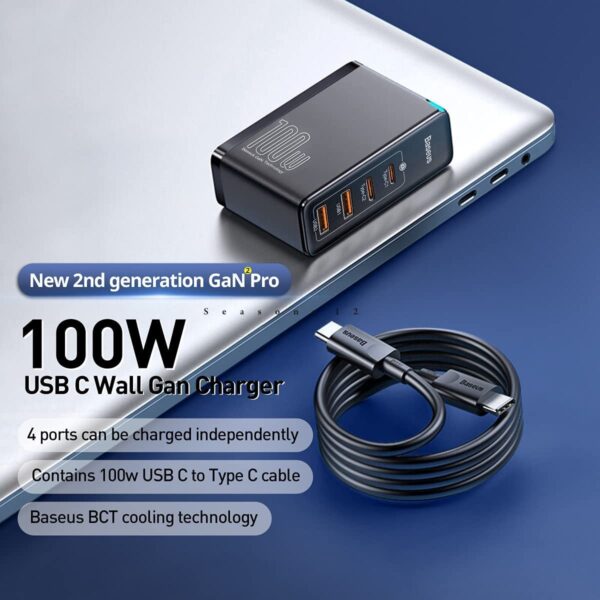 Baseus GaN2Pro Quick Charger Dual Type C Dual USB 100W CN Plug Adapter