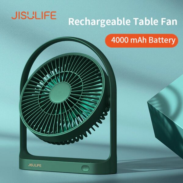 JISULIFE FA19 Mini Rechargeable 4000mAH with 4 Gear Wind Speed Desk Fan