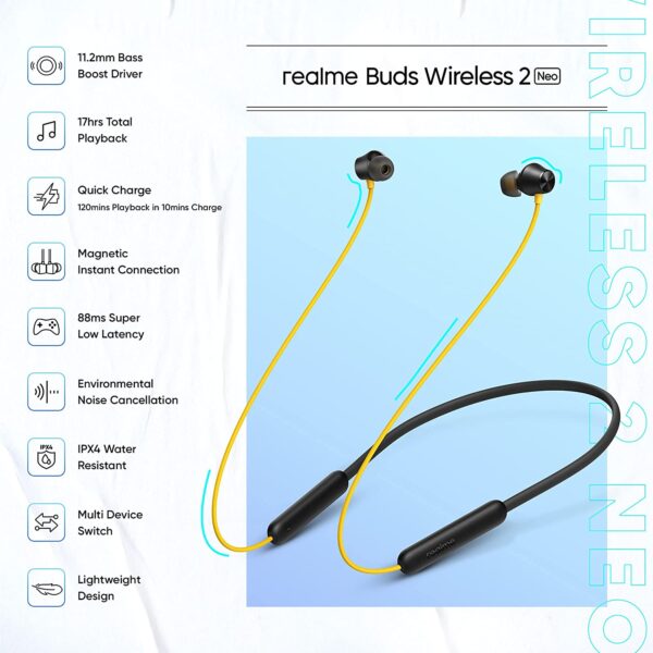 Realme Buds Wireless 2 Neo Bluetooth 5.0 Neckband Earphone