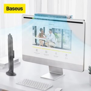 BASEUS Refreshing Monitor Clip-On & Stand-Up Fan Summer Stepless Adjustment Wind Speed Desktop Bladeless Fan