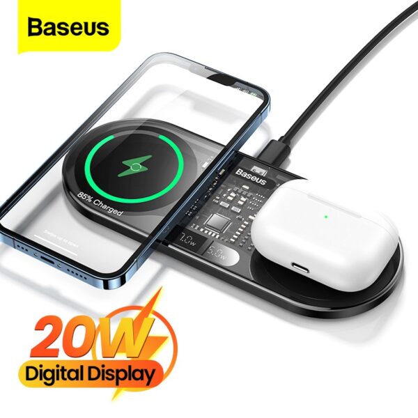 BASEUS Digital LED Display 2 in 1 Wireless Charger