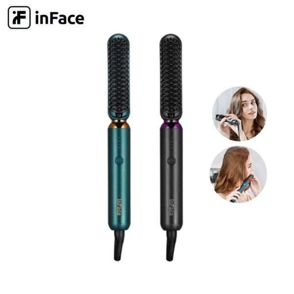 Inface Zh-10d Hair Straightener Comb Electric Straight Curly Hair Brush