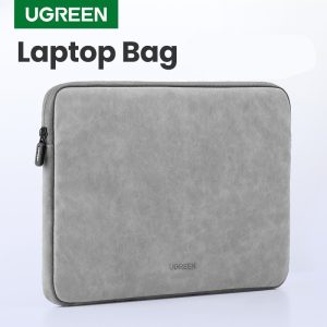 UGREEN PU Suede Leather Soft Padded Zipper Laptop Storage Bag