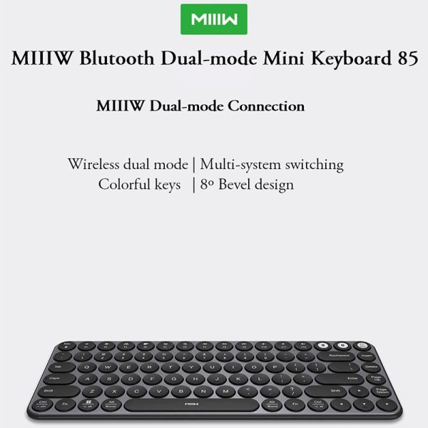 MIIIW Bluetooth Dual Mode 85 Keys Mini Keyboard