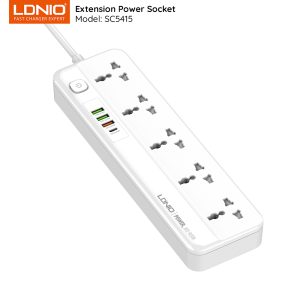 Ldnio SC5415 5 AC Outlets Universal Power Strip with USB Ports