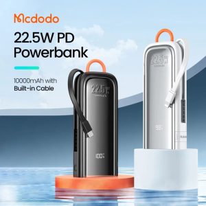 Mcdodo 22.5W 10000mAh Powerbank with Built-in Type C and Lightning Cable