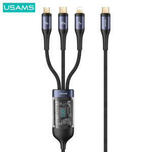 USAMS US-SJ600 U83 1.2m USB-C to Lightning / Type-C / Micro 3-in-1 Transparent Digital Display PD 100W Fast Charging Data Cable
