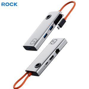 Rock TR28 6in1 Type C to HDMI 4K RJ45 PD USB 3.0 Docking Station Hub