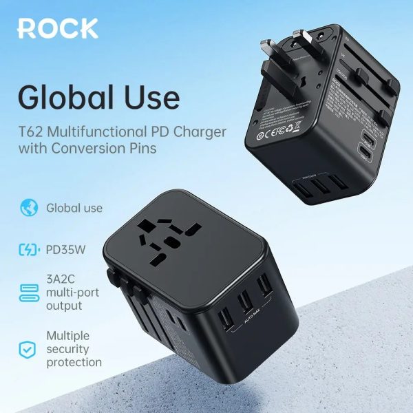 ROCK T62 35.5W Global Travel Multifunctional Plug PD Charger Power Adapter
