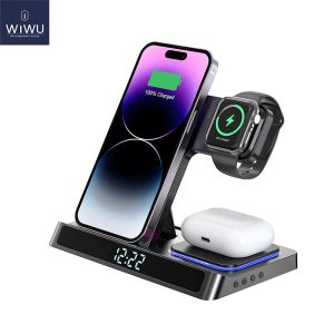 WiWU Wi-W006 5in1 Wireless Charger with Night Light and Digital Clock