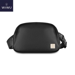 WIWU LULU Unisex Single Shoulder Casual PU Leather Crossbody Bag - Black