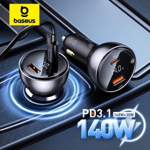 Baseus Digital Display PD3.1 Dual Fast Car Charger - 140W U+C