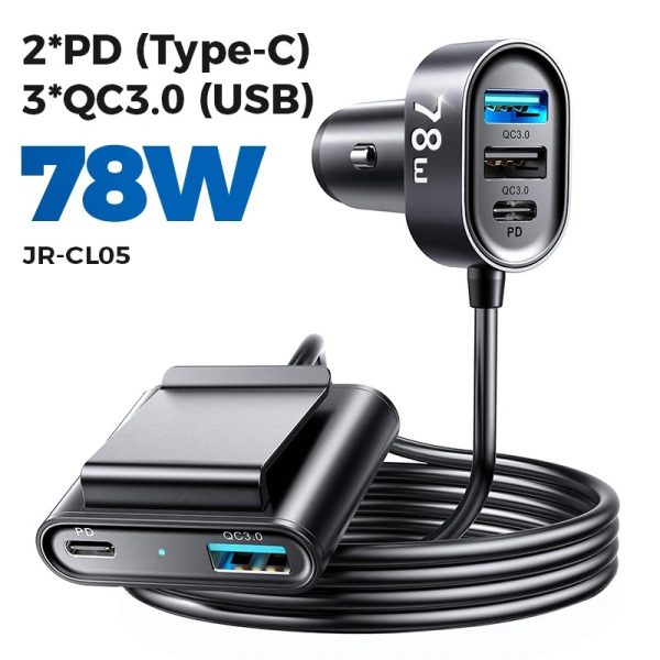 Joyroom JR-CL05 78W Multi 5 Ports (2PD+3QC3.0) Fast Car Charger