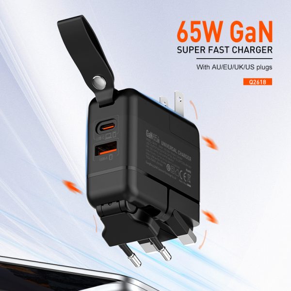 LDNIO Q2618 65W 2-Port Portable Travel Charger