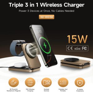 WiWU Wi-W038 Triple 3 in 1 Magnetic Wireless Charging Station