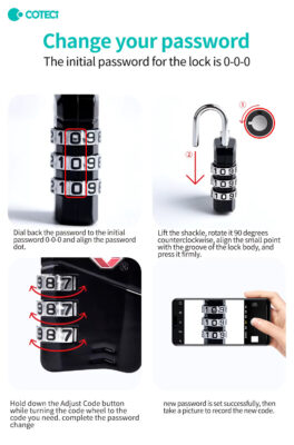 Coteci TR-006 TSA Customs Combination Lock - Change Password