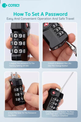 COTECi TR-005 TSA Customs Combination Lock - How to Set Password