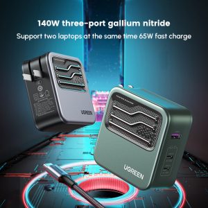 UGREEN 140W 3-Port Foldable GaN Wall Charger