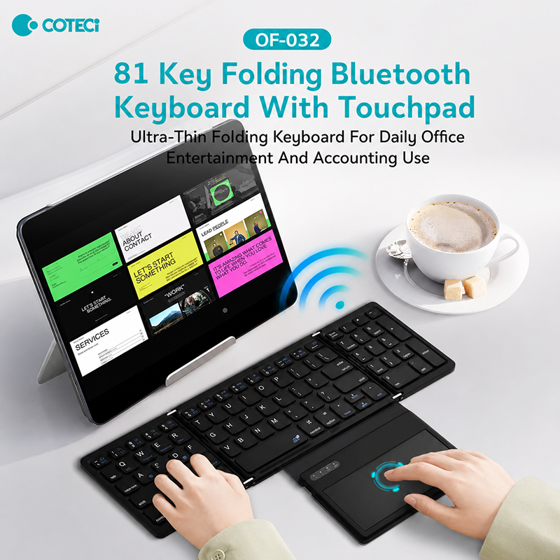 Coteci OF-032 81 Key Folding Keyboard with TouchPad